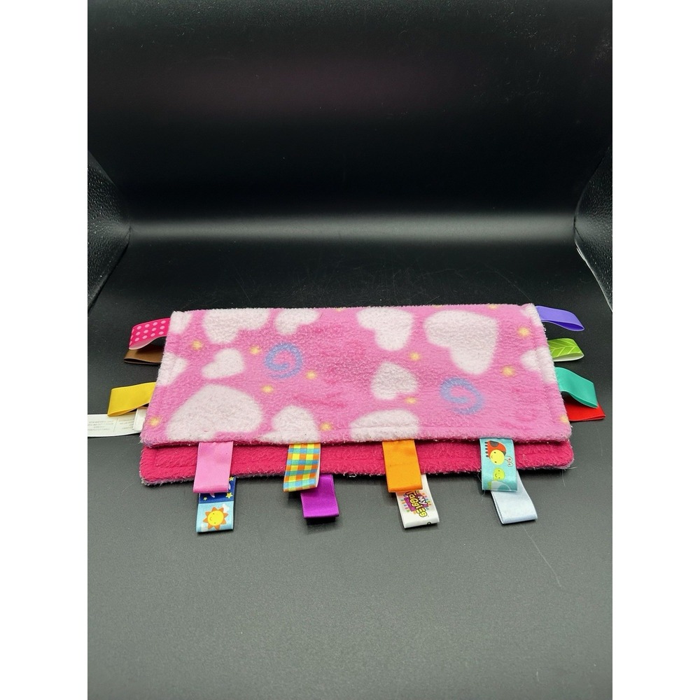 Taggies Pink Flower Polka Dot Baby Blanket Lovey Lovie 12x12